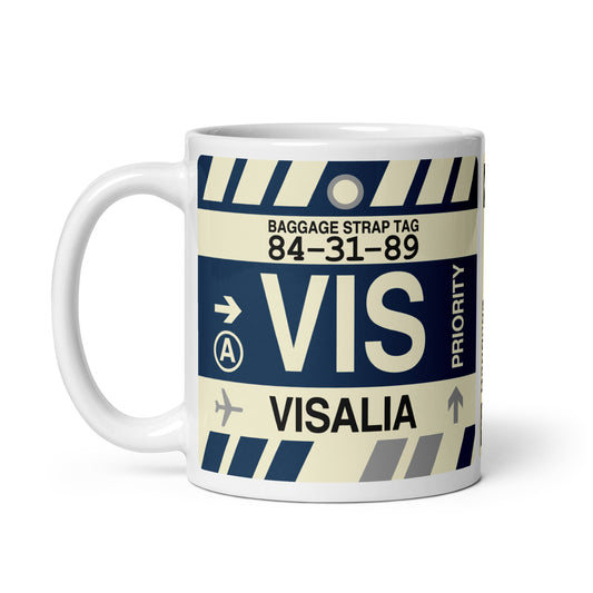 VIS Visalia Coffee Mug • Jet Age Baggage Tag Design • YHM Designs - Image 02