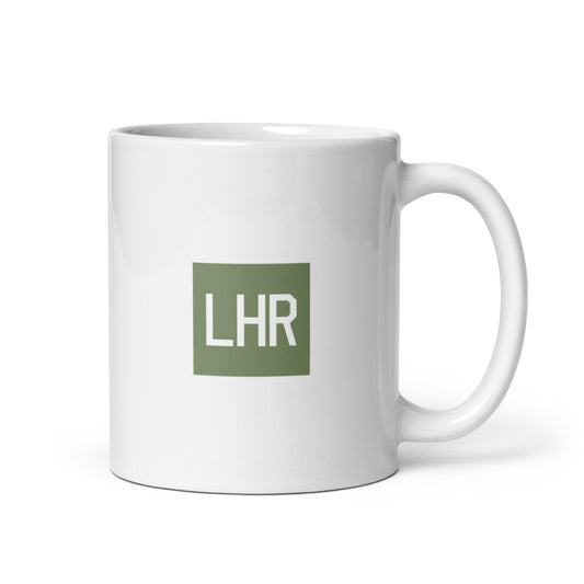 Aviation Gift Coffee Mug - Camouflage Green • LHR London • YHM Designs - Image 01