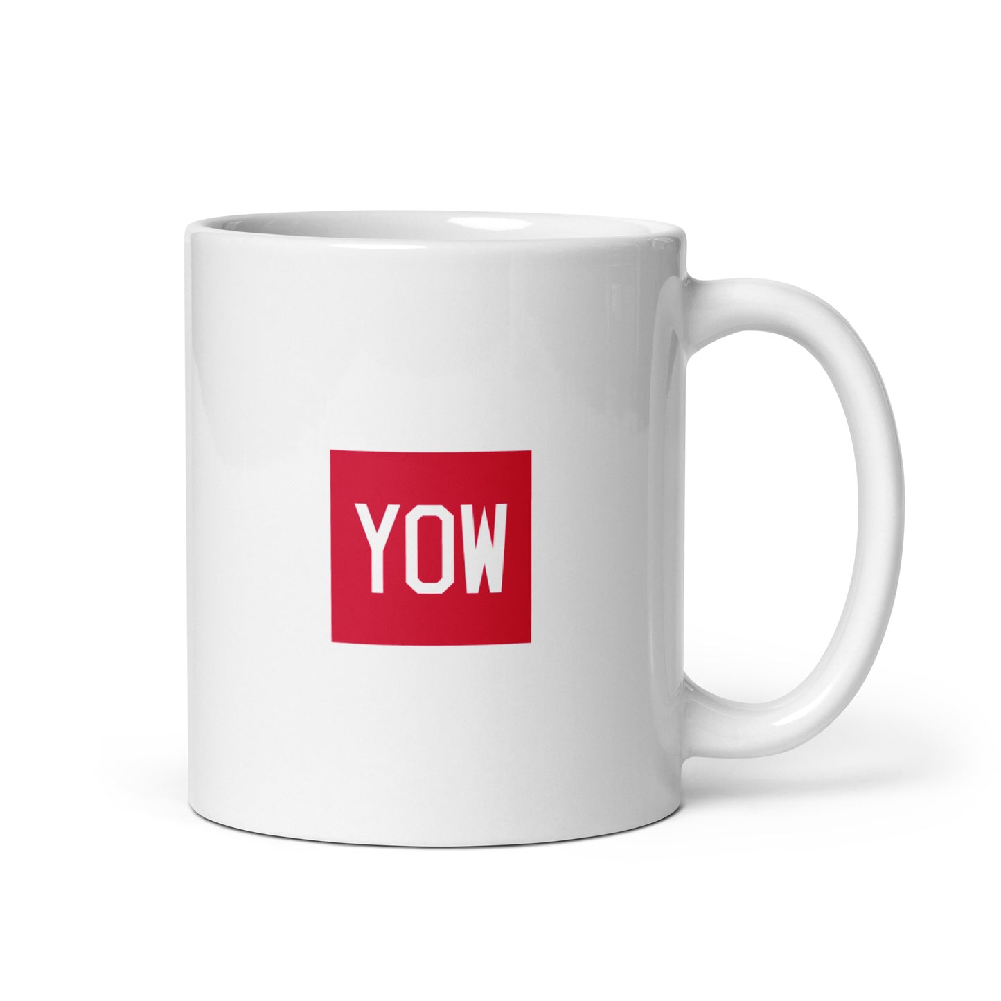 YOW Ottawa Coffee Mug • Air Force Lettering in Crimson Red • YHM Designs - Image 01