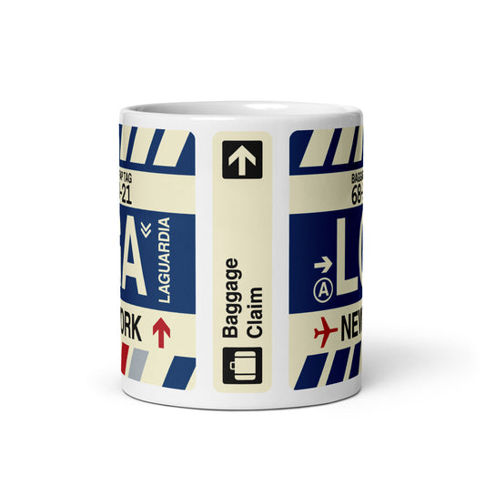 Travel Gift Coffee Mug • LGA New York City Souvenir • YHM Designs - Image 02
