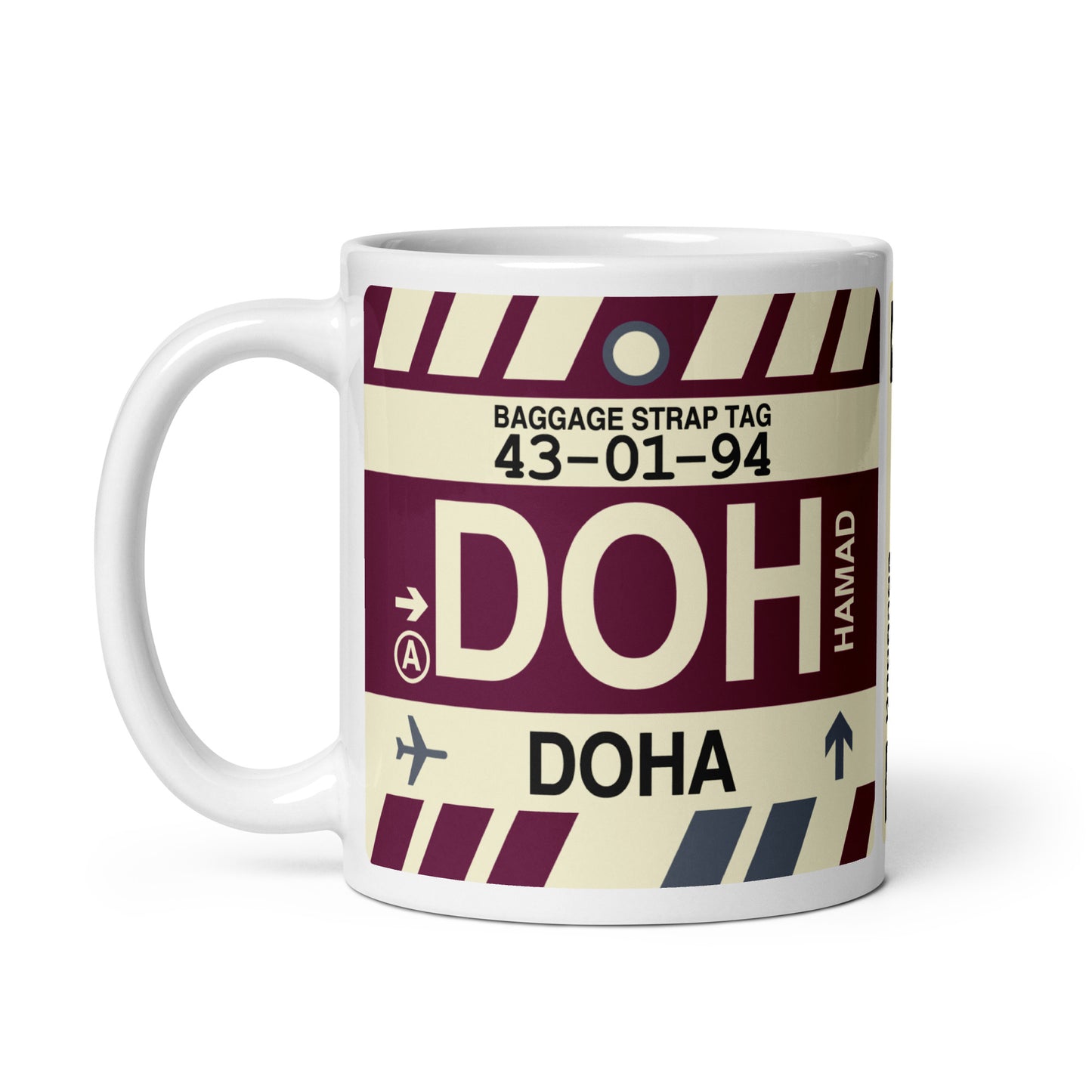 Travel-Themed Coffee Mug • DOH Doha • YHM Designs - Image 03