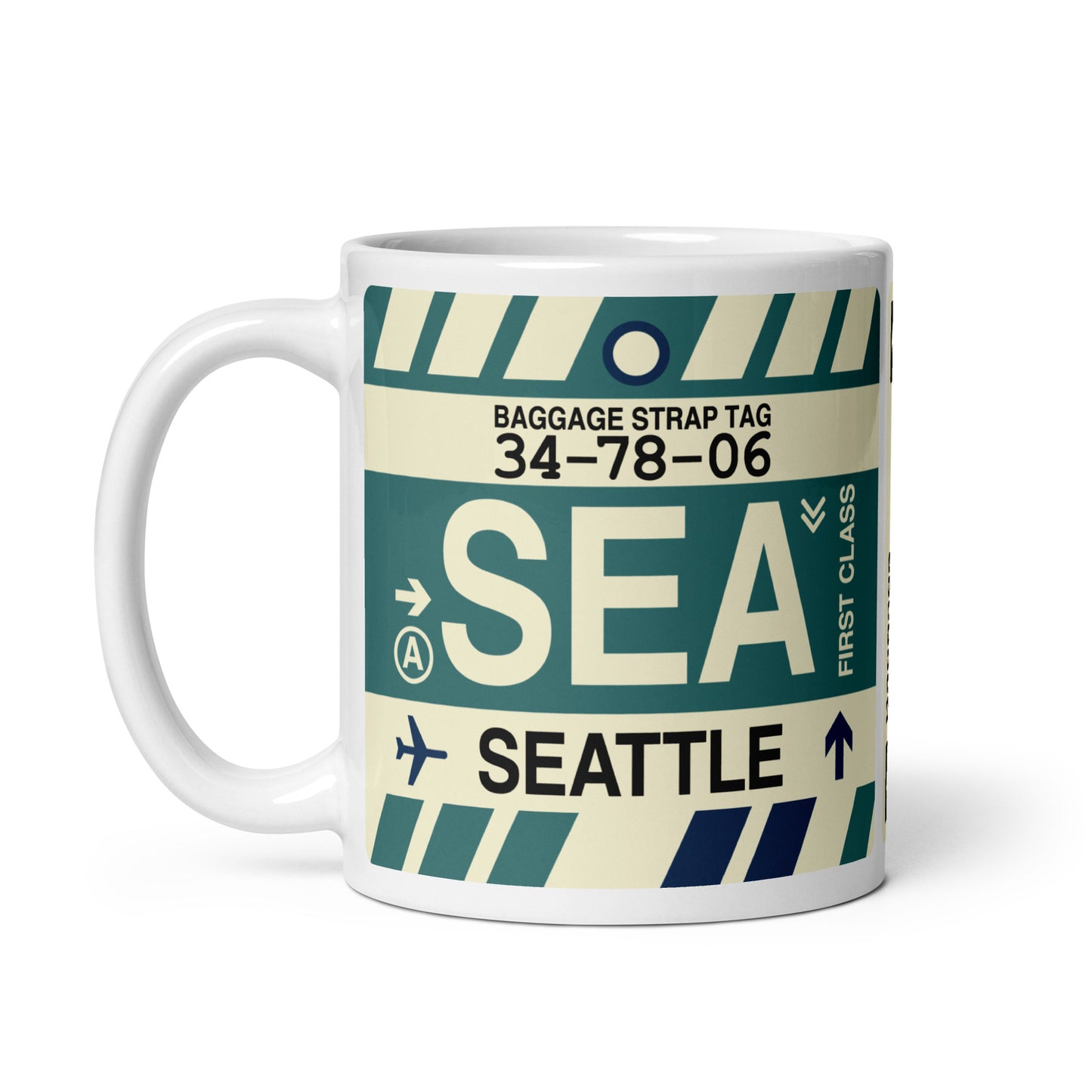 Travel-Themed Coffee Mug • SEA Seattle • YHM Designs - Image 03