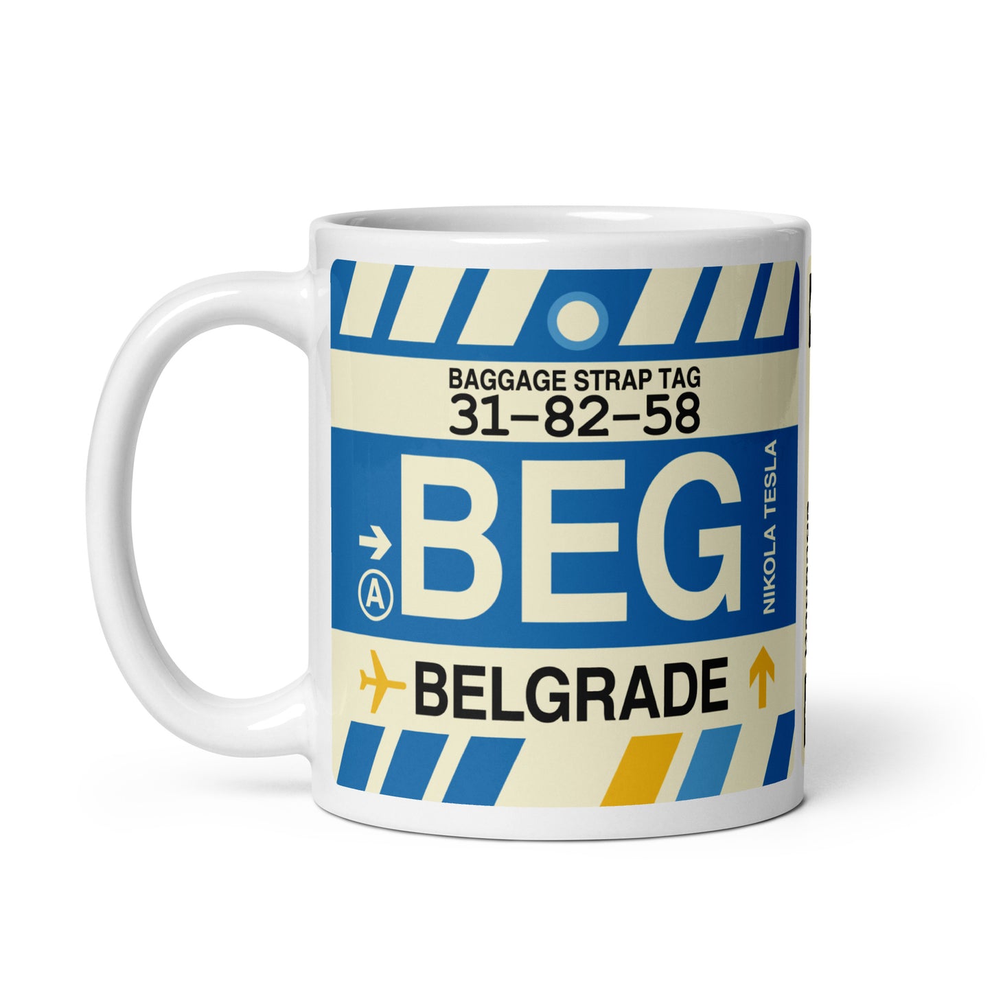 Travel Gift Coffee Mug • BEG Belgrade • YHM Designs - Image 03