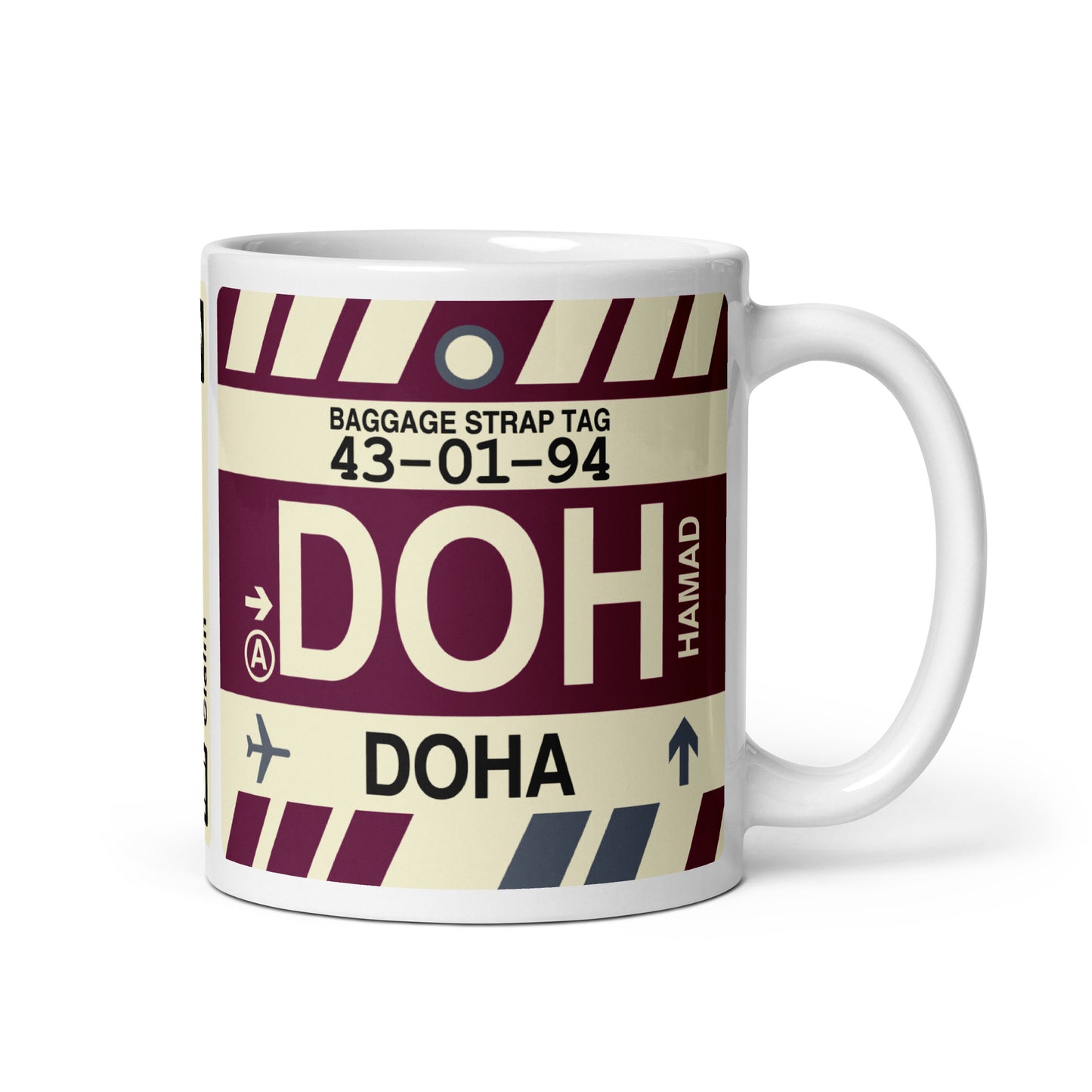 Travel-Themed Coffee Mug • DOH Doha • YHM Designs - Image 01