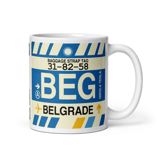 Travel Gift Coffee Mug • BEG Belgrade • YHM Designs - Image 01
