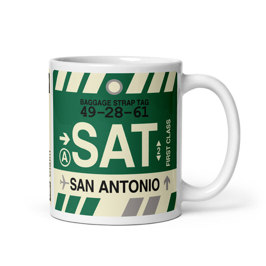 Travel Gift Coffee Mug • SAT San Antonio • YHM Designs - Image 01