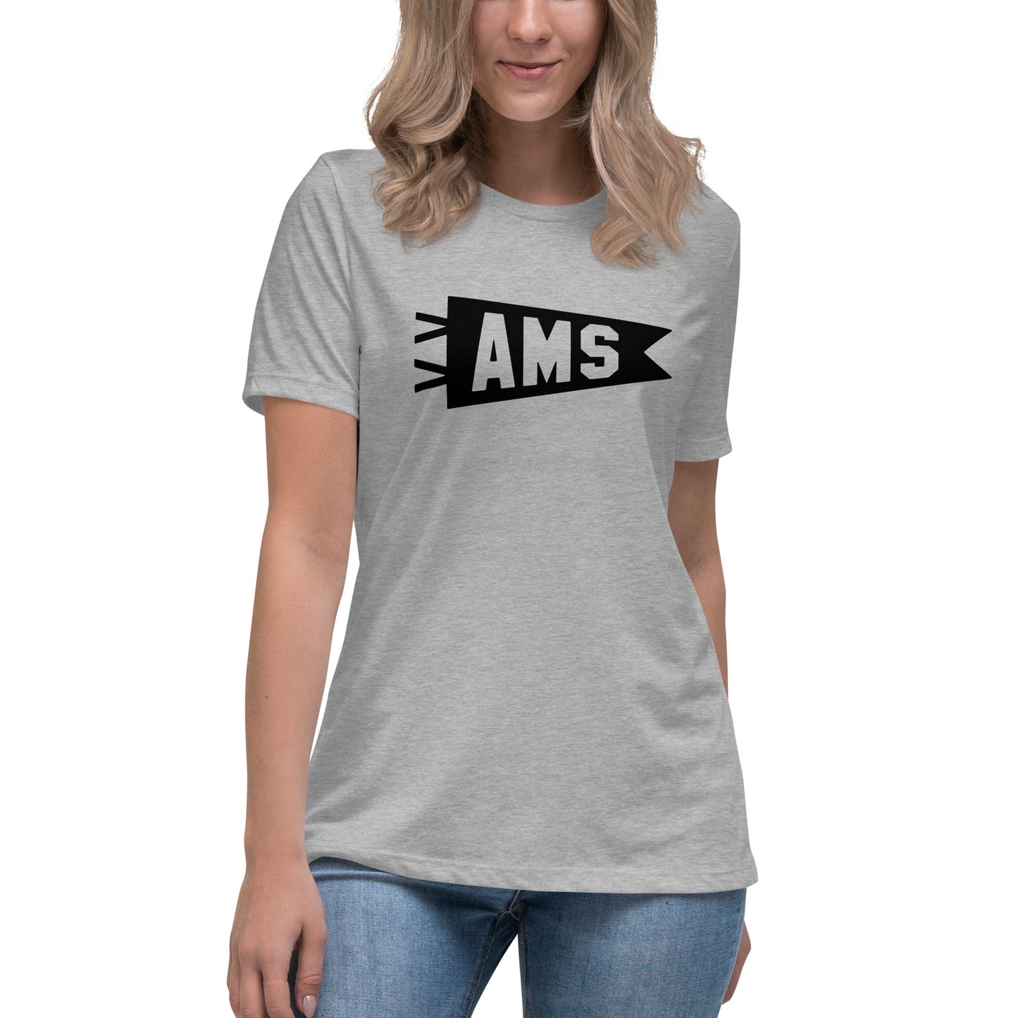 Airport Code Women's Tee - Black Graphic • AMS Amsterdam • YHM Designs - Image 07