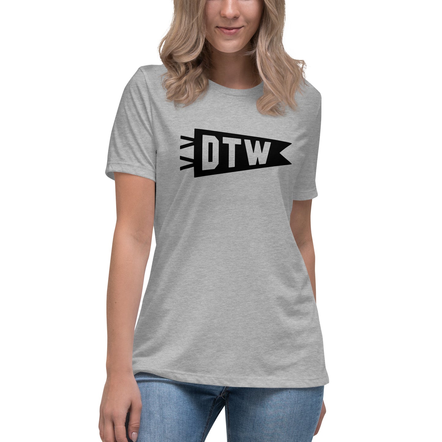 Airport Code Women's Tee - Black Graphic • DTW Detroit • YHM Designs - Image 07
