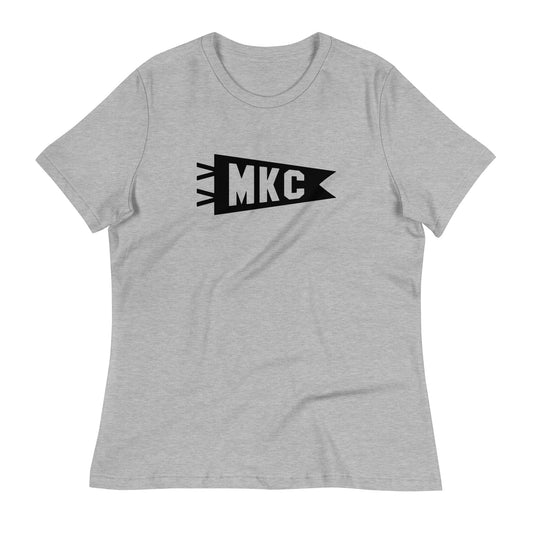Airport Code Women's Tee - Black Graphic • MKC Kansas City • YHM Designs - Image 02