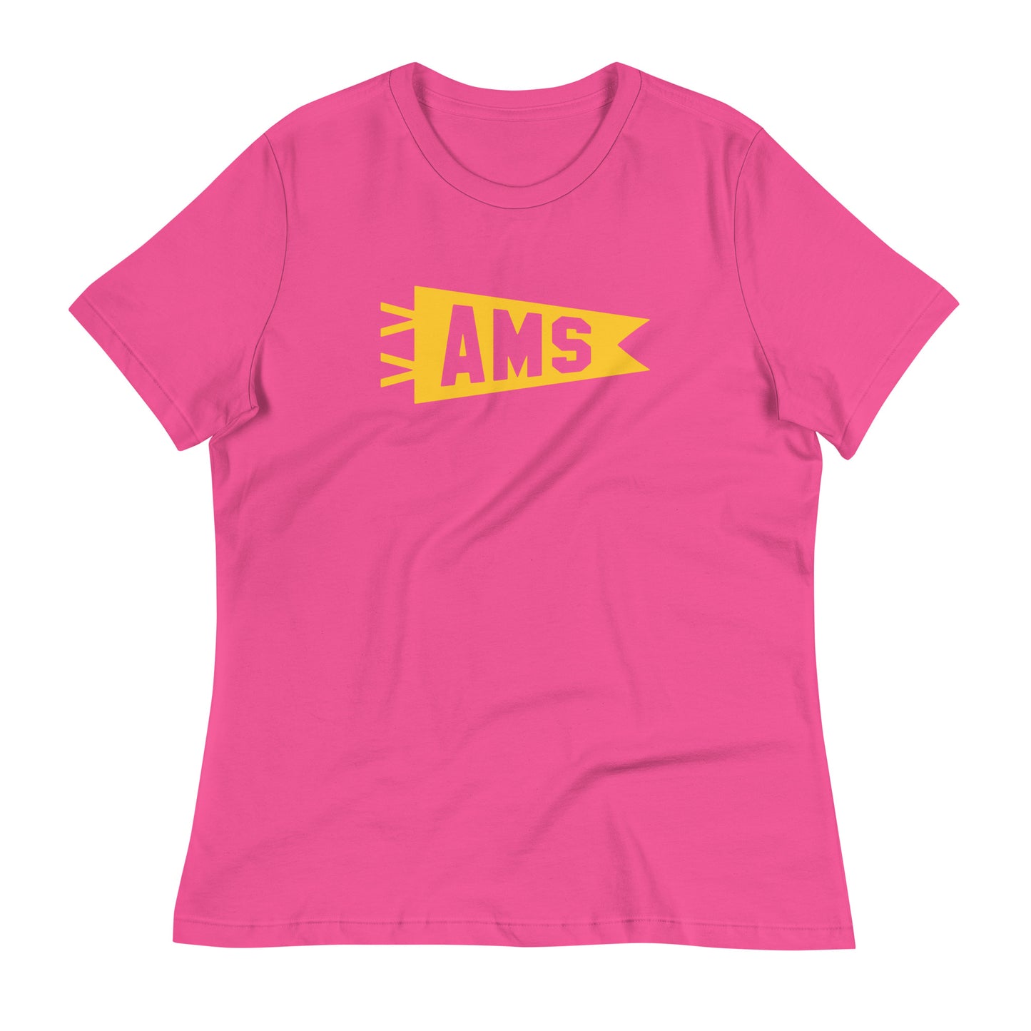 Airport Code Women's Tee - Yellow Graphic • AMS Amsterdam • YHM Designs - Image 02