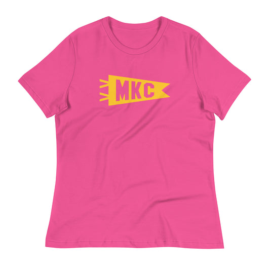 Airport Code Women's Tee - Yellow Graphic • MKC Kansas City • YHM Designs - Image 02