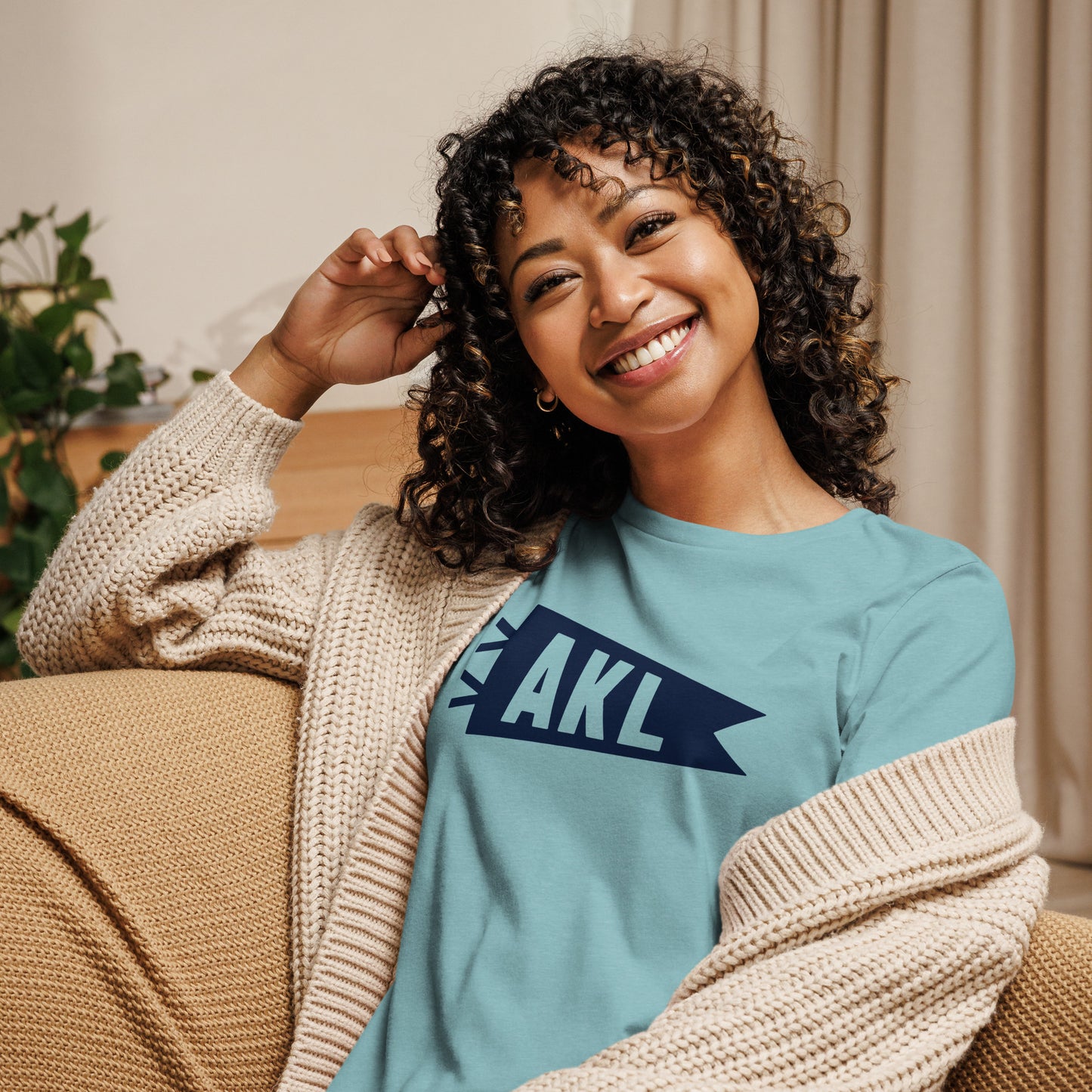 Airport Code Women's Tee - Navy Blue Graphic • AKL Auckland • YHM Designs - Image 07