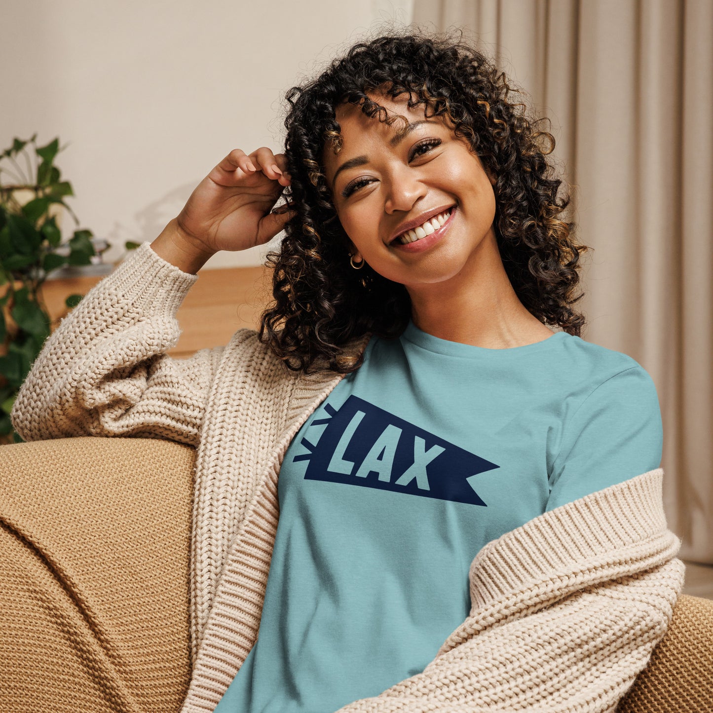 Airport Code Women's Tee - Navy Blue Graphic • LAX Los Angeles • YHM Designs - Image 07