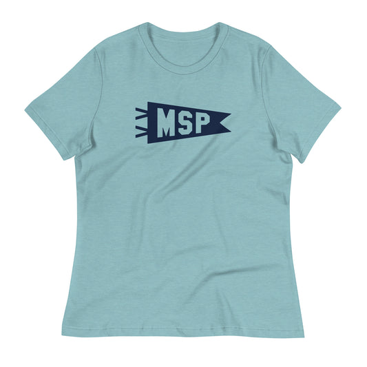 MSP Minneapolis Women's T-Shirt • Banner Design in Navy Blue • YHM Designs - Image 02