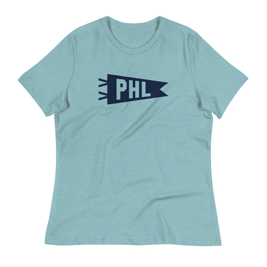 PHL Philadelphia Women's T-Shirt • Banner Design in Navy Blue • YHM Designs - Image 02