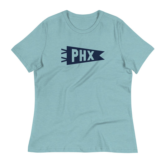 PHX Phoenix Women's T-Shirt • Banner Design in Navy Blue • YHM Designs - Image 02