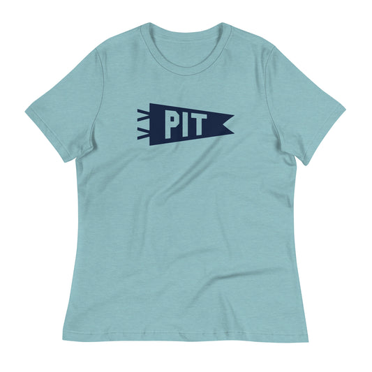 PIT Pittsburgh Women's T-Shirt • Banner Design in Navy Blue • YHM Designs - Image 02