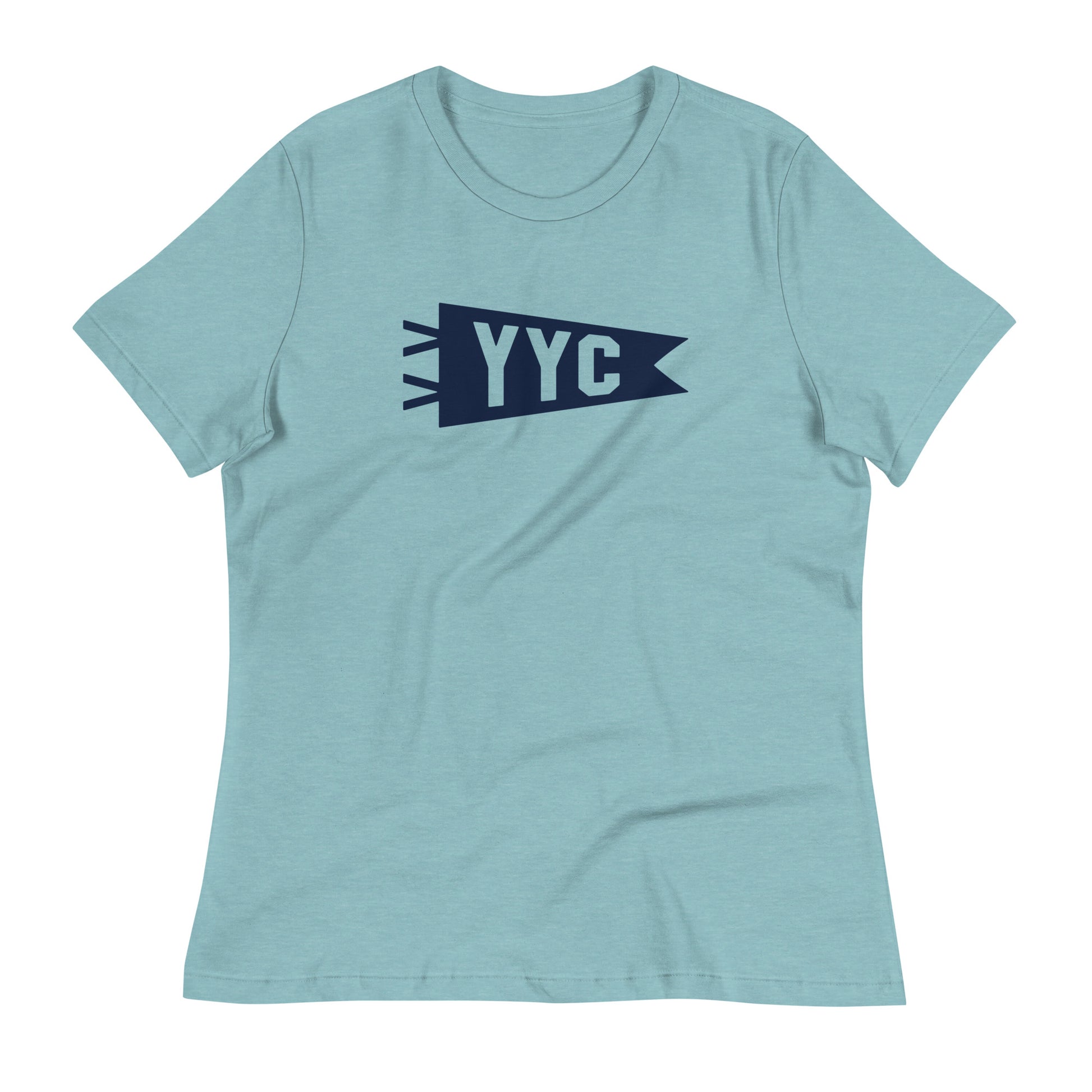YYC Calgary Women's T-Shirt • Banner Design in Navy Blue • YHM Designs - Image 02