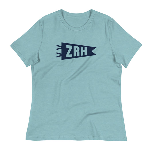 ZRH Zurich Women's T-Shirt • Banner Design in Navy Blue • YHM Designs - Image 02