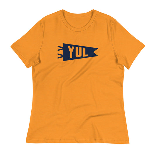 Airport Code Women's Tee - Navy Blue Graphic • YUL Montreal • YHM Designs - Image 01