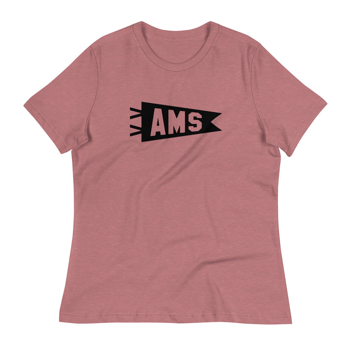 Airport Code Women's Tee - Black Graphic • AMS Amsterdam • YHM Designs - Image 01