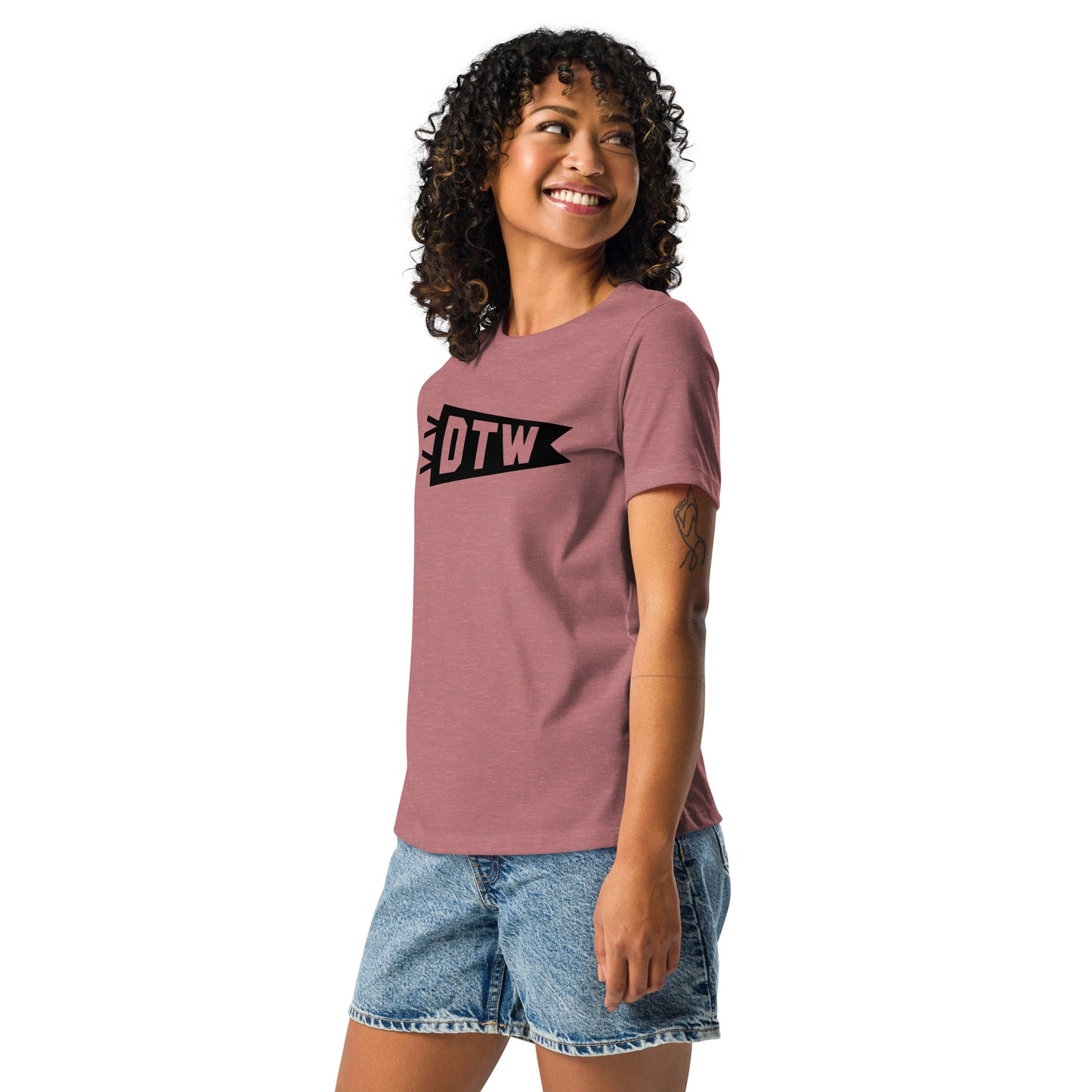 Airport Code Women's Tee - Black Graphic • DTW Detroit • YHM Designs - Image 03