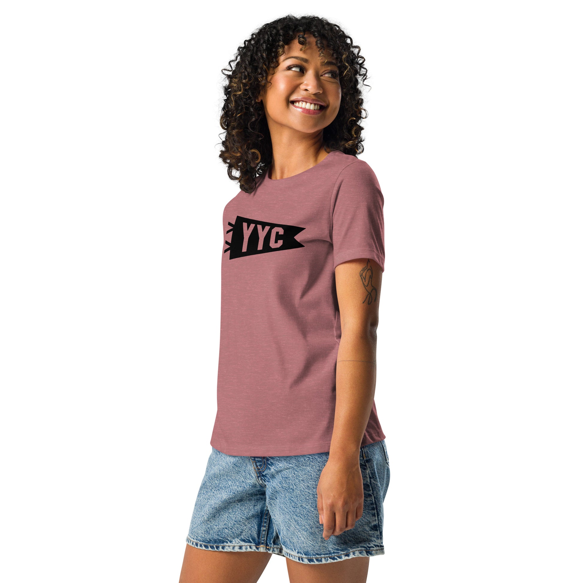 YYC Calgary Women's T-Shirt • Banner Design in Black • YHM Designs - Image 03