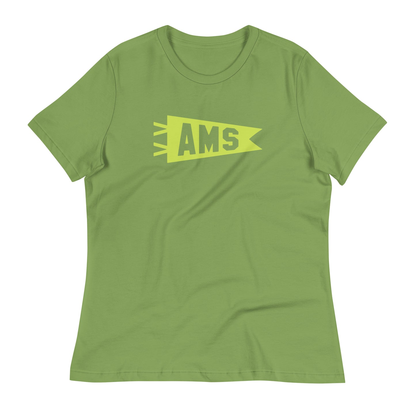 Airport Code Women's Tee - Green Graphic • AMS Amsterdam • YHM Designs - Image 02