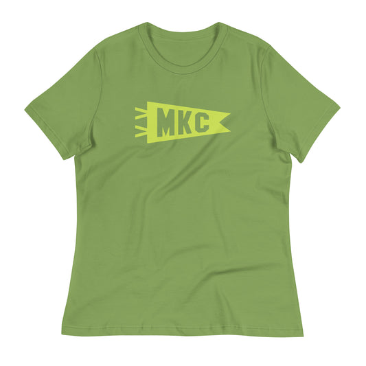 Airport Code Women's Tee - Green Graphic • MKC Kansas City • YHM Designs - Image 02