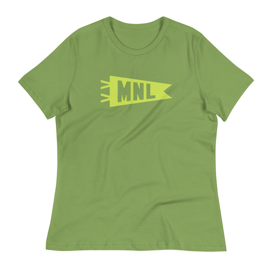 MNL Manila Women's T-Shirt • Banner Design in Green • YHM Designs - Image 02