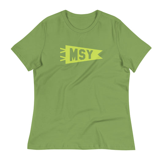 MSY New Orleans Women's T-Shirt • Banner Design in Green • YHM Designs - Image 02