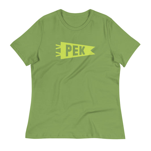 PEK Beijing Women's T-Shirt • Banner Design in Green • YHM Designs - Image 02