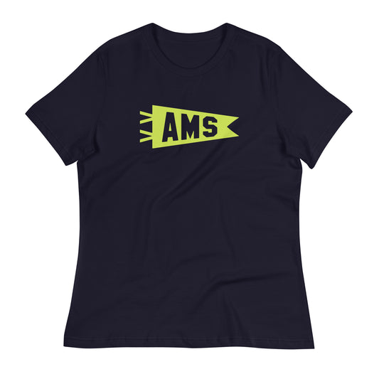 Airport Code Women's Tee - Green Graphic • AMS Amsterdam • YHM Designs - Image 01