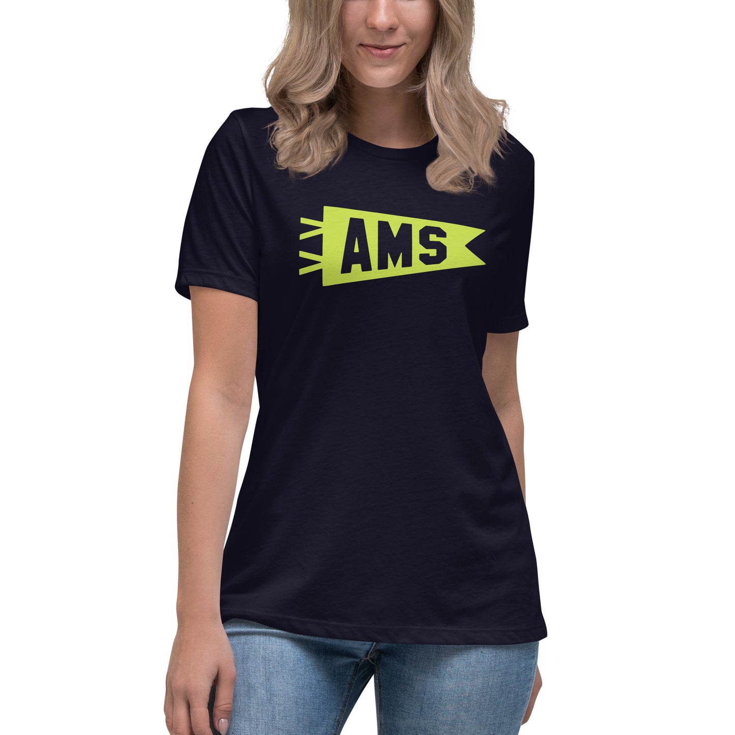 Airport Code Women's Tee - Green Graphic • AMS Amsterdam • YHM Designs - Image 04