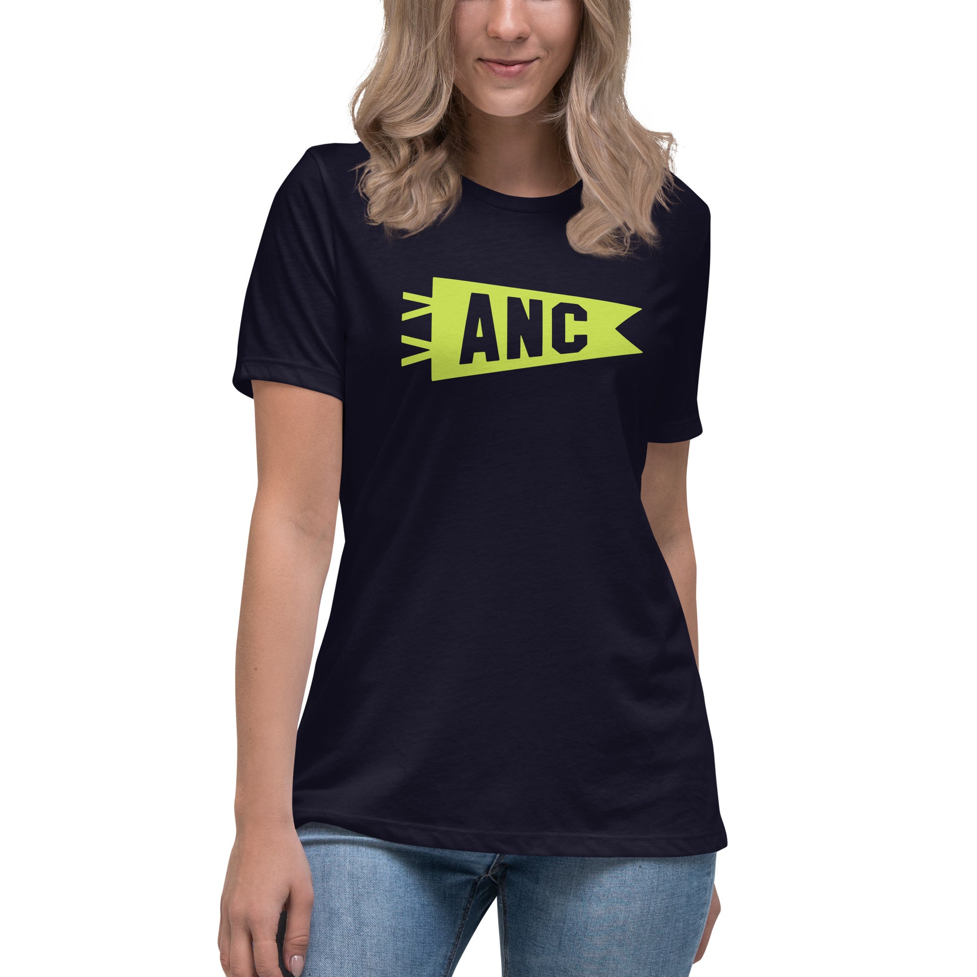 Airport Code Women's Tee - Green Graphic • ANC Anchorage • YHM Designs - Image 04