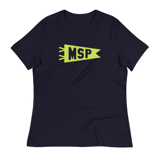 MSP Minneapolis Women's T-Shirt • Banner Design in Green • YHM Designs - Image 01