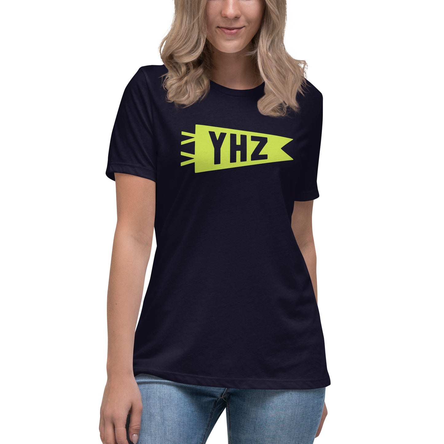 Airport Code Women's Tee - Green Graphic • YHZ Halifax • YHM Designs - Image 04