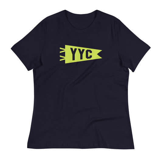 YYC Calgary Women's T-Shirt • Banner Design in Green • YHM Designs - Image 01