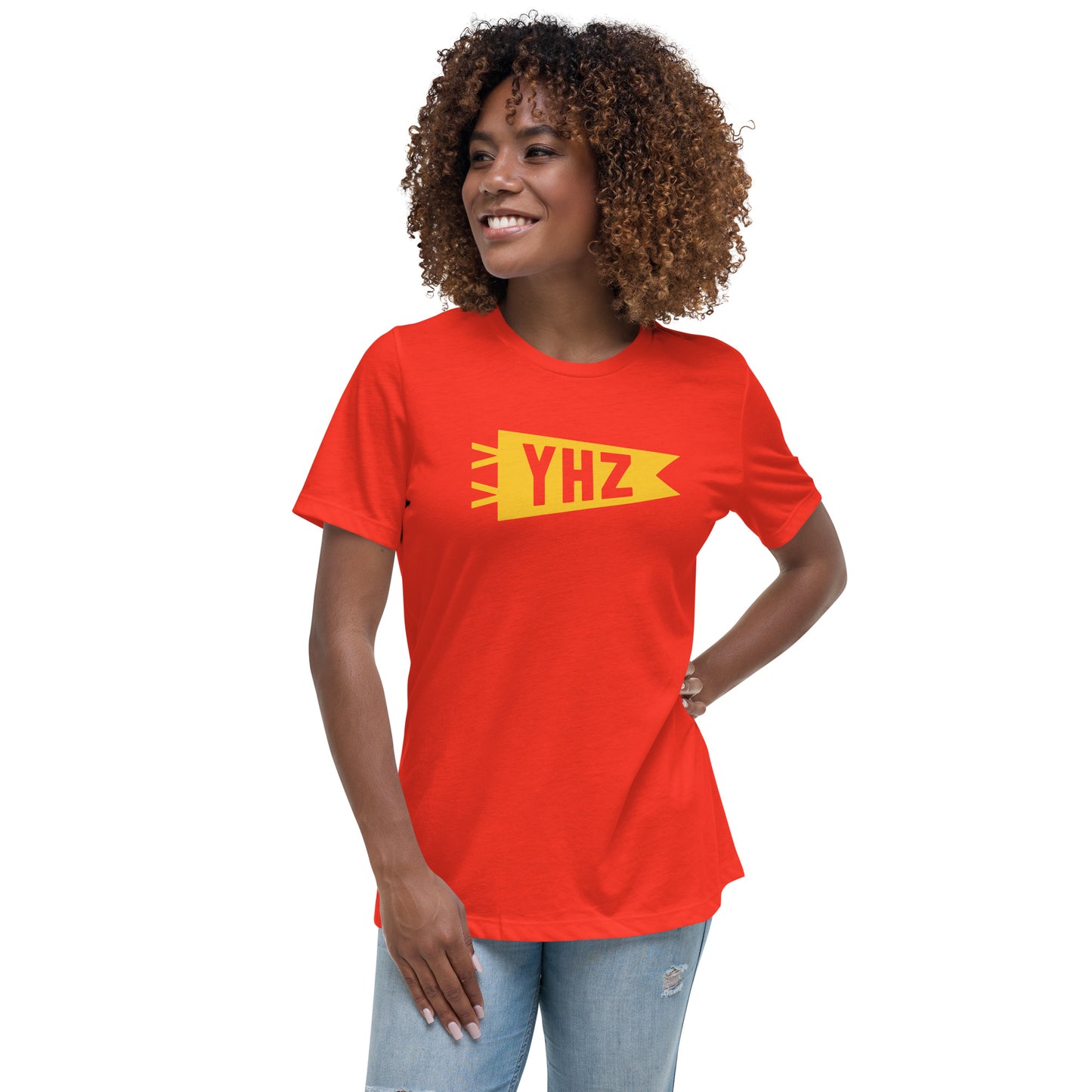 Airport Code Women's Tee - Yellow Graphic • YHZ Halifax • YHM Designs - Image 05