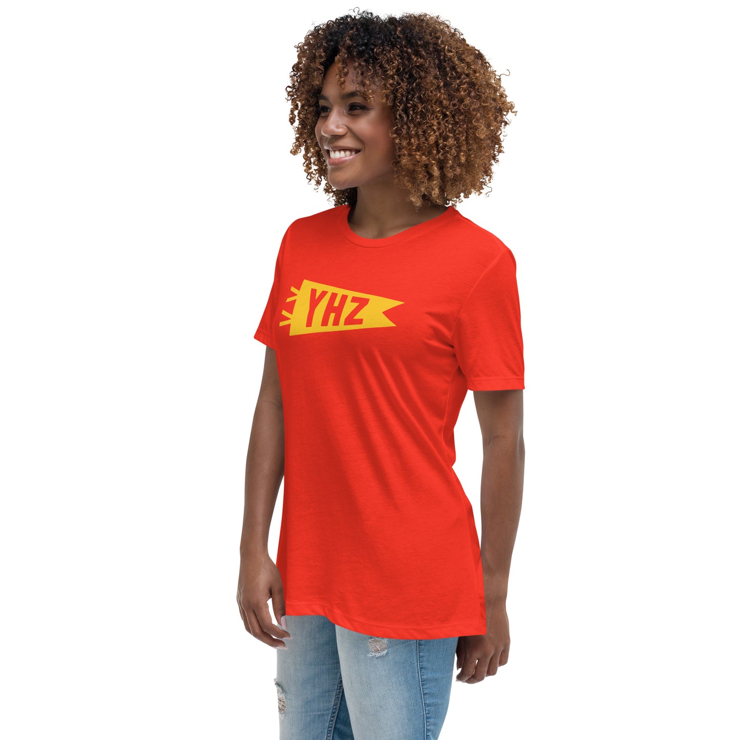 Airport Code Women's Tee - Yellow Graphic • YHZ Halifax • YHM Designs - Image 04