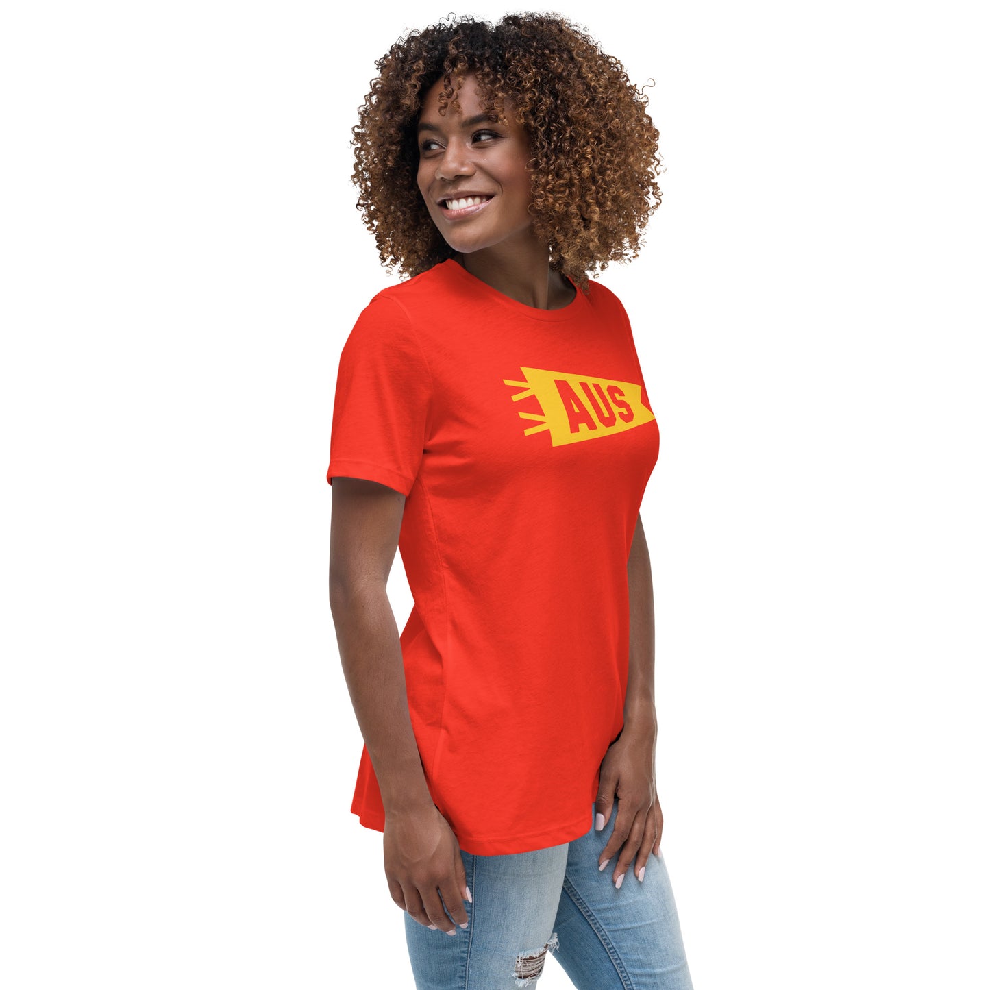 Airport Code Women's Tee - Yellow Graphic • AUS Austin • YHM Designs - Image 03