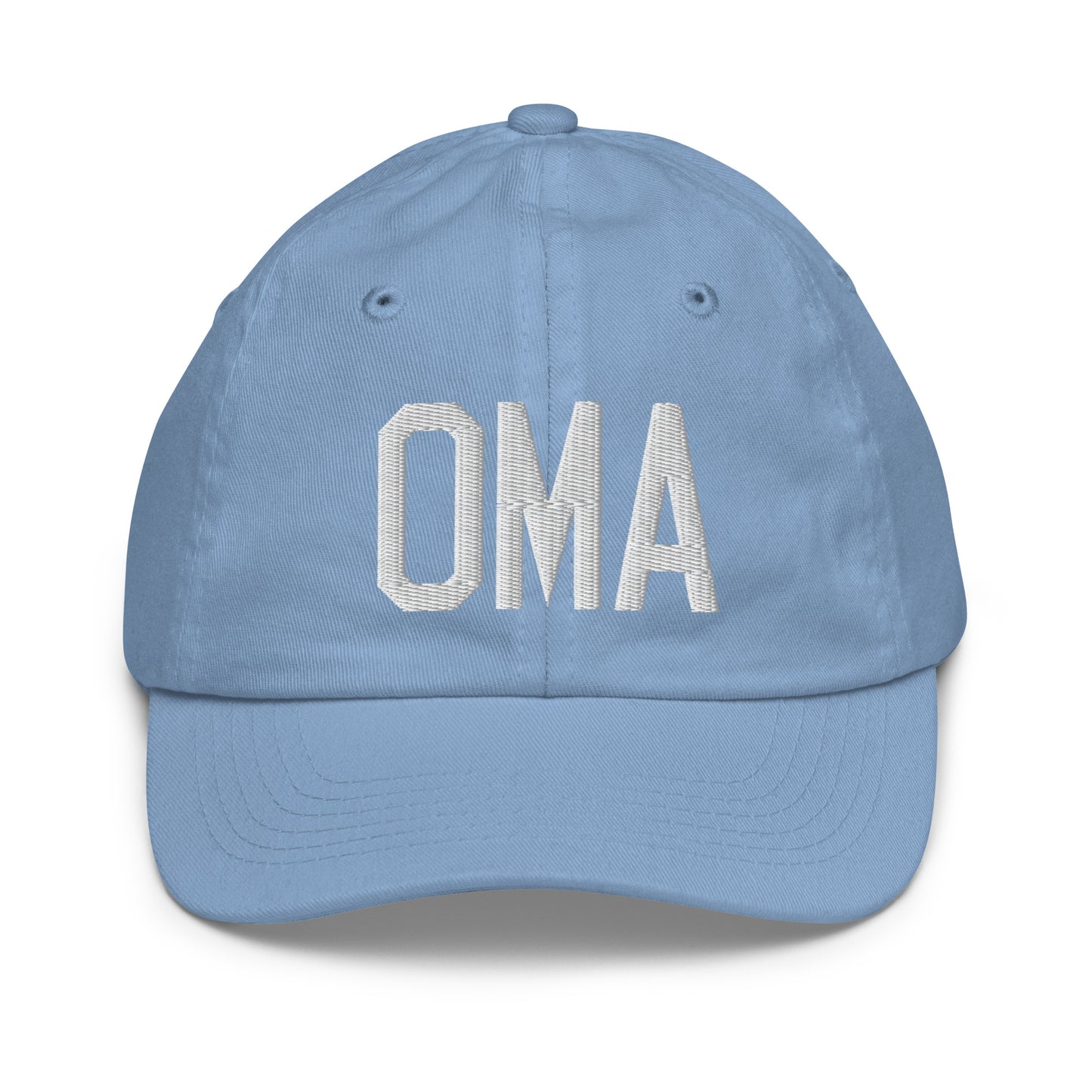 Airport Code Kid's Baseball Cap - White • OMA Omaha • YHM Designs - Image 22