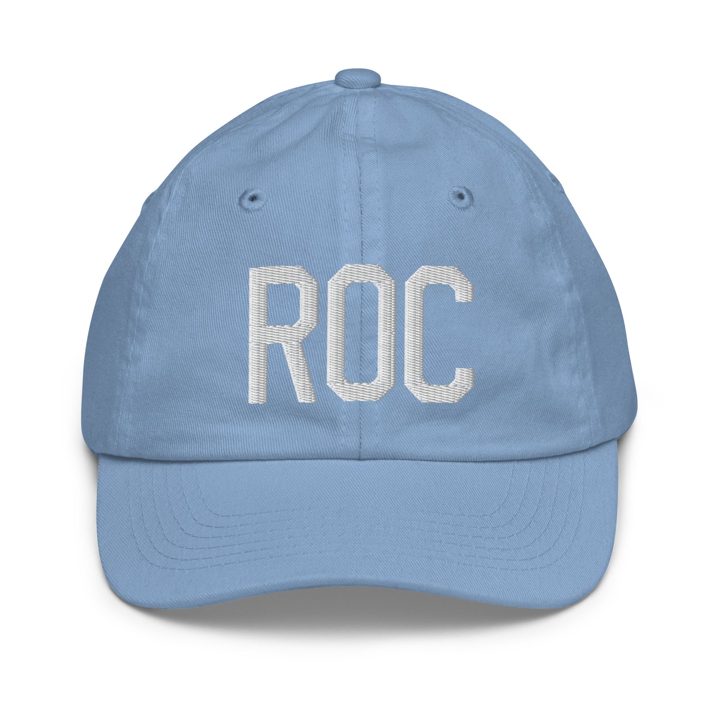 Airport Code Kid's Baseball Cap - White • ROC Rochester • YHM Designs - Image 22