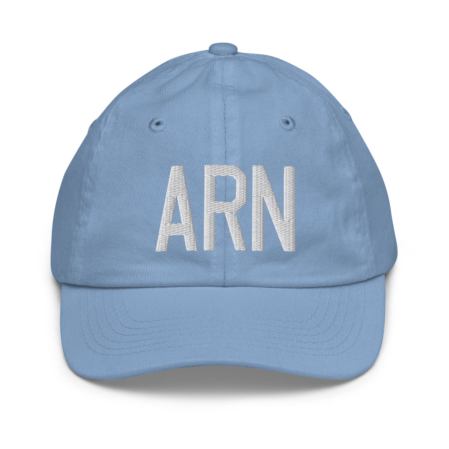 Airport Code Kid's Baseball Cap - White • ARN Stockholm • YHM Designs - Image 22