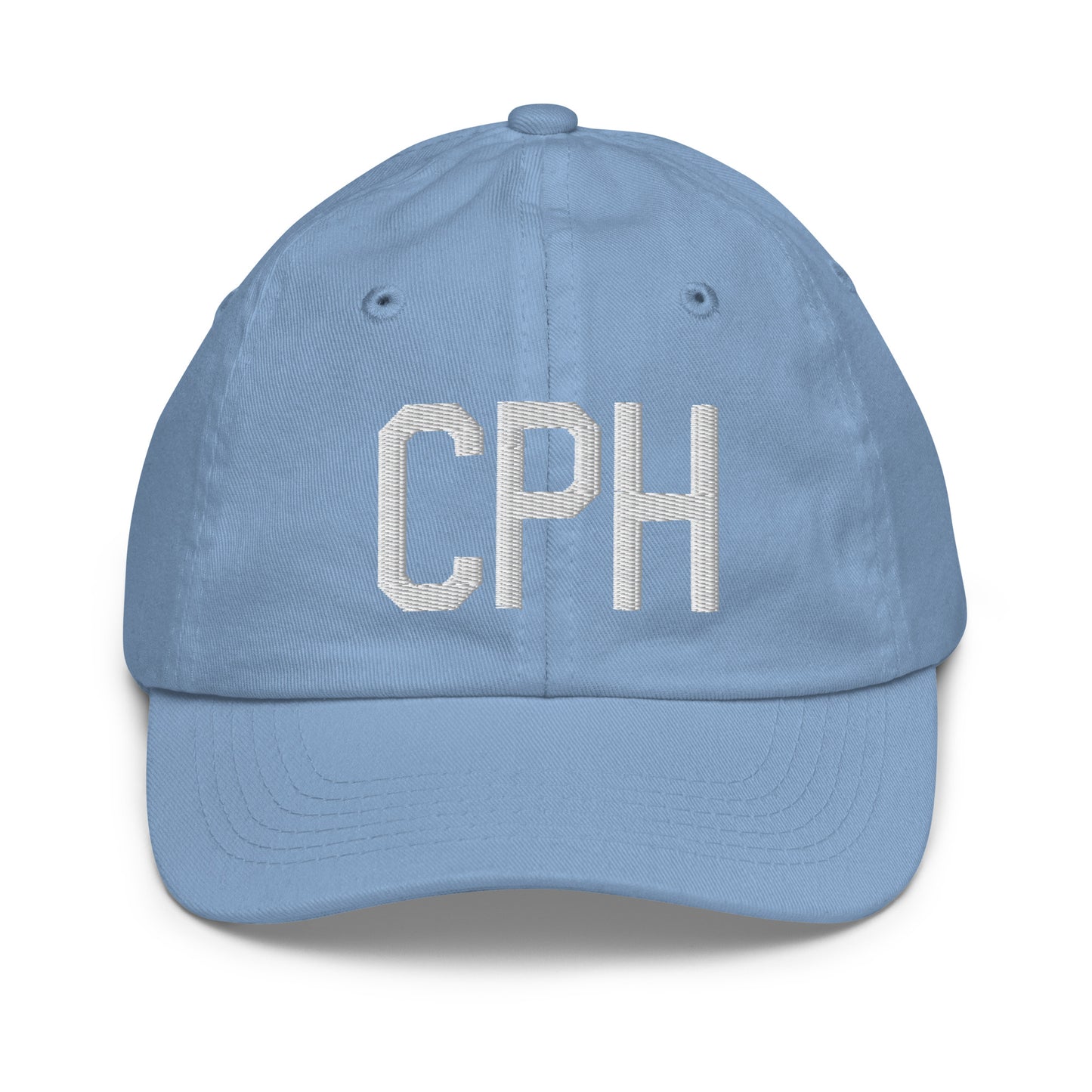 Airport Code Kid's Baseball Cap - White • CPH Copenhagen • YHM Designs - Image 22