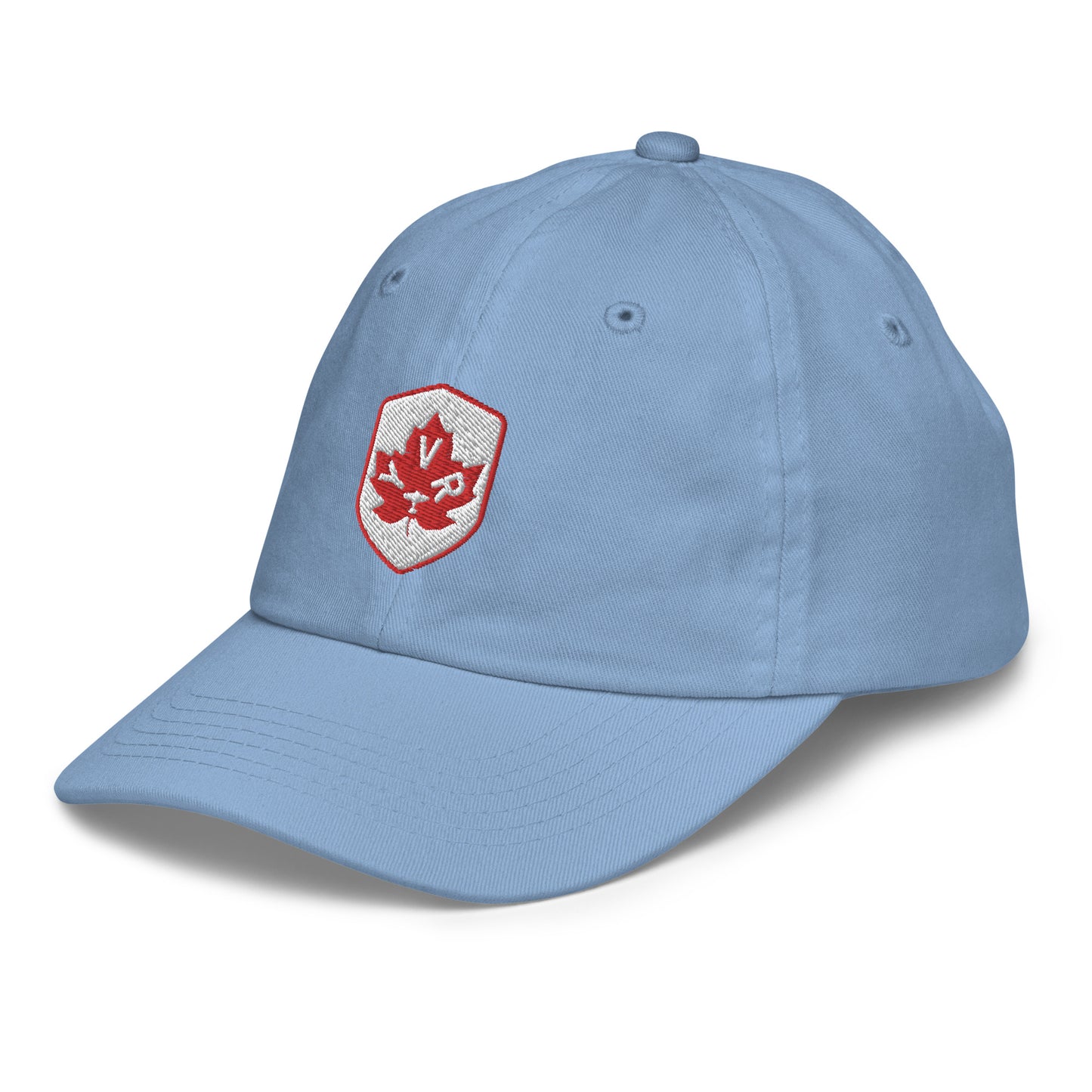YVR Vancouver Kid's Baseball Cap • Maple Leaf Shield Design - Red & White • YHM Designs - Image 21