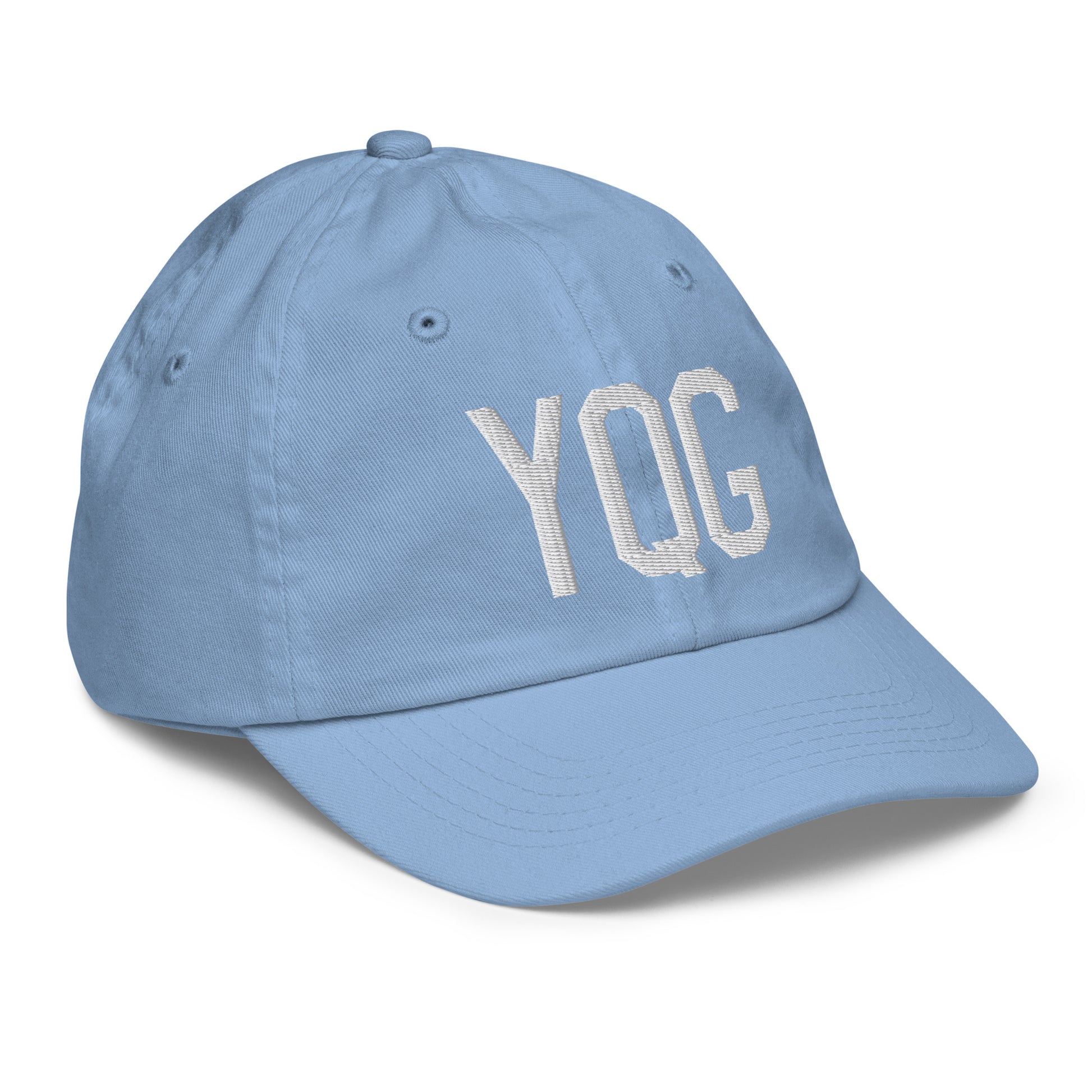 Airport Code Kid's Baseball Cap - White • YQG Windsor • YHM Designs - Image 23