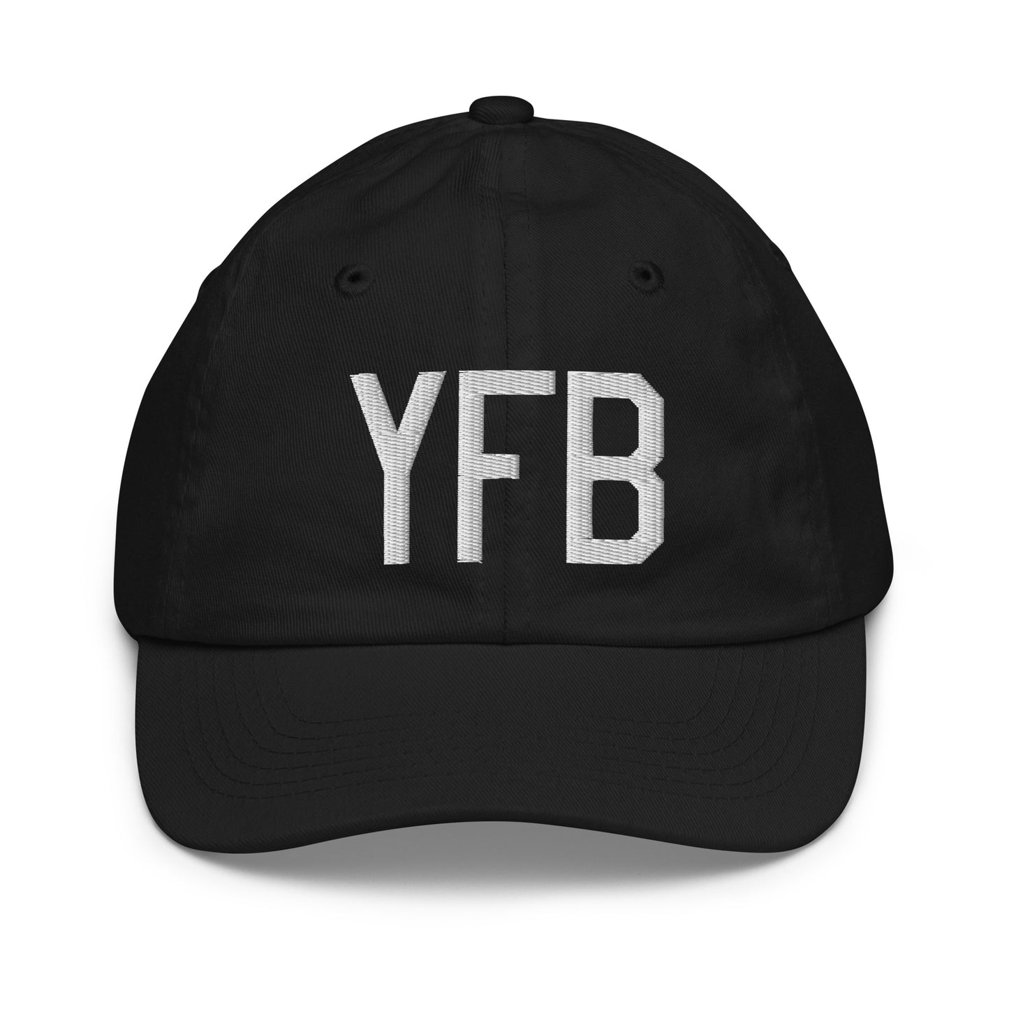 Airport Code Kid's Baseball Cap - White • YFB Iqaluit • YHM Designs - Image 11