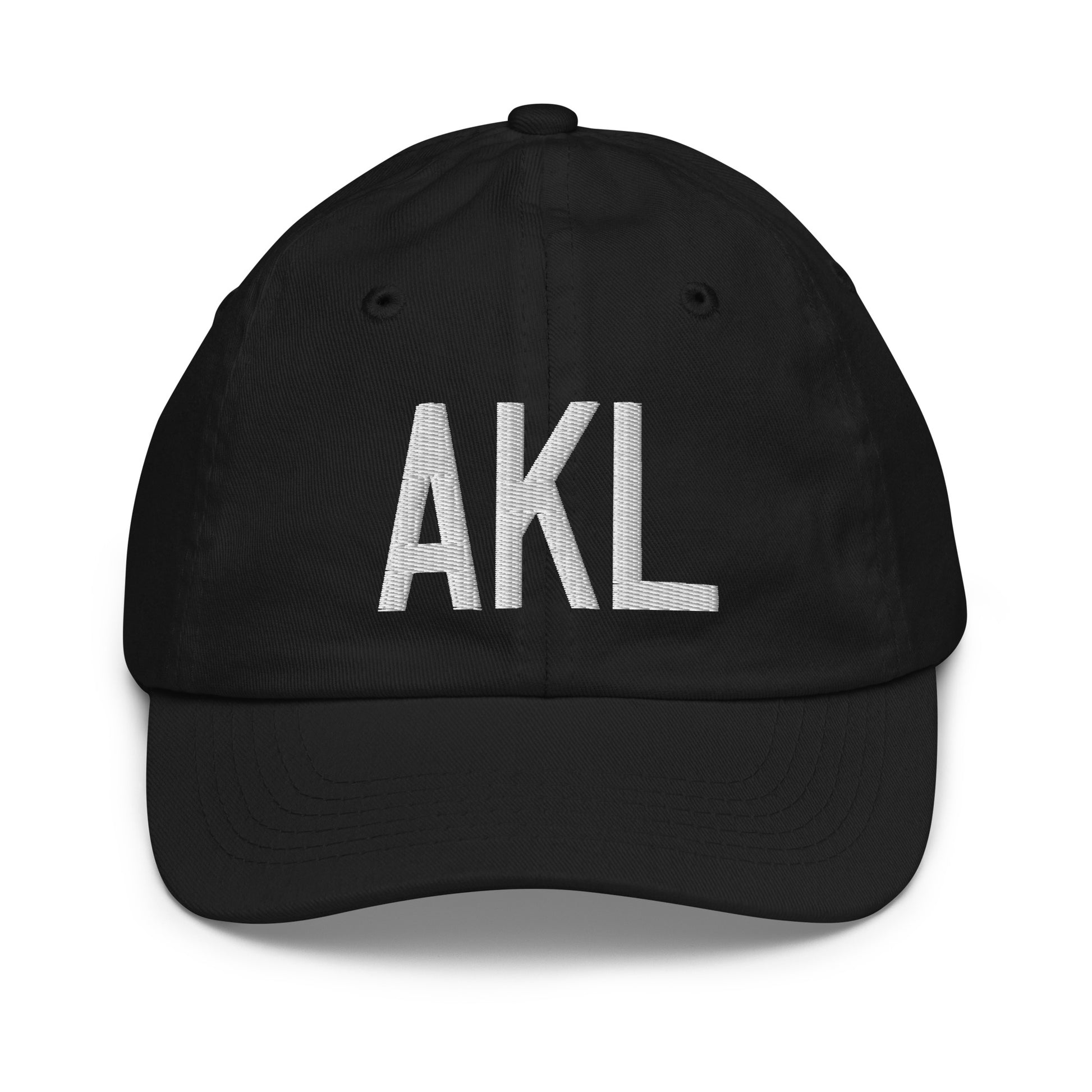 Airport Code Kid's Baseball Cap - White • AKL Auckland • YHM Designs - Image 11