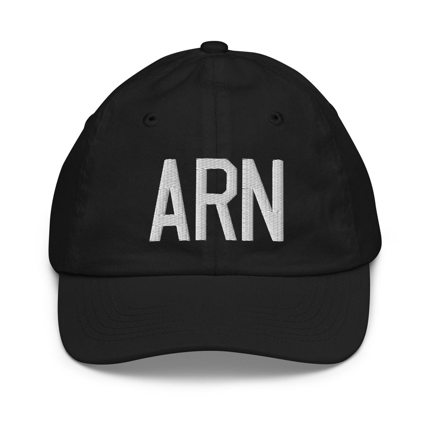 Airport Code Kid's Baseball Cap - White • ARN Stockholm • YHM Designs - Image 11